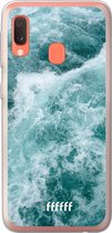 Samsung Galaxy A20e Hoesje Transparant TPU Case - Whitecap Waves #ffffff