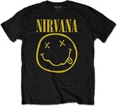 Nirvana - Yellow Happy Face Kinder T-shirt - Kids tm 4 jaar - Zwart