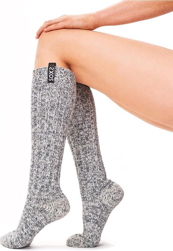 Verkleuren Vlek impuls SOXS® Wollen dames sokken | SOX3142 | Grijs | Knie hoogte | Maat 37-41 |  Jet Black label | bol.com