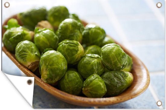 Affiche de jardin Choux de Bruxelles dans un bol en vrac 120x80 cm - Toile de jardin / Toile d'extérieur / Peintures pour l'extérieur (décoration de jardin)