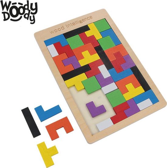 Thumbnail van een extra afbeelding van het spel Montessori Speelgoed Tangram Vormen Puzzel - Houten Speelgoed Tetris Spel - Educatief Puzzel voor Ruimtelijk Inzicht - WoodyDoody