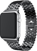 Premium Metalen Armband 42 MM of 44 MM Horloge Band Strap - iWatch Schakel Polsband RVS Voor Apple Watch Series 1/2/3/4/5/6/7/8/9/ultra - Zwart Kleurig met Inkorter