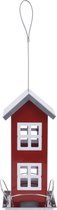 1x Tuinvogels hangende voeder silo/voederhuisje rood - 13 x 13 x 27 cm - Winter vogelvoer huisjes