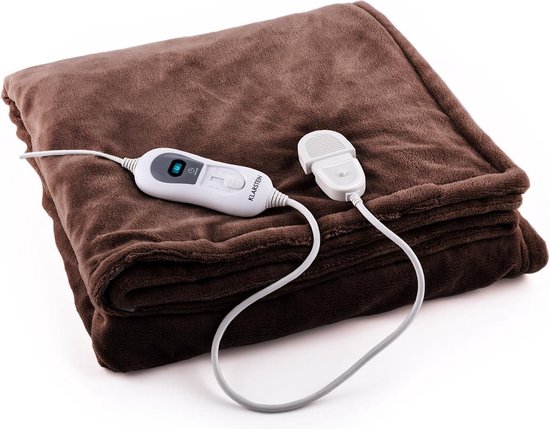 Klarstein Dr. Watson XL Elektrische deken - Vermogen: 120 W - 3 Temperatuurstanden - Wasbaar Tot 30 °C - Afmetingen: 180 X 130 cm - Afneembaar bedieningspaneel - Micro Pluche