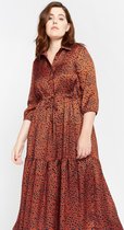 LOLALIZA Hemd jurk met luipaardprint - Roest - Maat 44