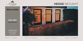 Haag/heggen/struik verlichting lichtnet / netverlichting met timer 240 lampjes warm wit 80 x 500 cm - Voor binnen en buiten gebruik