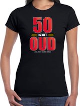 50 is niet oud cadeau t-shirt - zwart - voor dames - 50e verjaardag kado shirt / outfit / Sarah XL