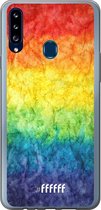 Samsung Galaxy A20s Hoesje Transparant TPU Case - Rainbow Veins #ffffff