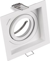 Spot Armatuur GU10 - Trion Kenan - Inbouw Vierkant - 1-lichts - Mat Wit - Aluminium - Verdiept - Kantelbaar - Ø90 - BES LED