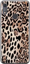 Huawei Y6 (2019) hoesje siliconen - Luipaard print bruin | Huawei Y6 (2019) case | Bruin/beige | TPU backcover transparant