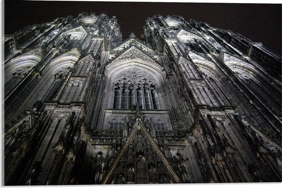 Acrylglas - Domplatte, keulen, Duitsland (zwart/wit) - 60x40cm Foto op Acrylglas (Met Ophangsysteem)