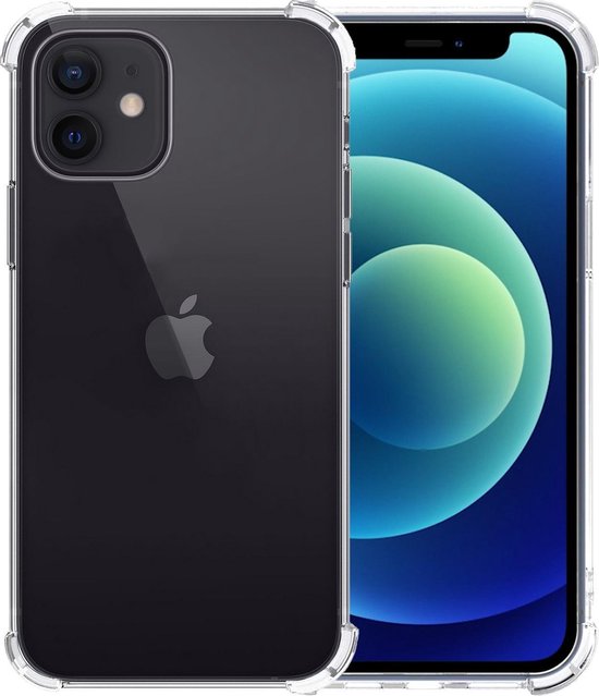 Coque pour iPhone 12, coque en Siliconen résistante aux chocs avec 2 films de protection d'écran – Coque pour iPhone 12, coque résistante aux chocs – Transparente