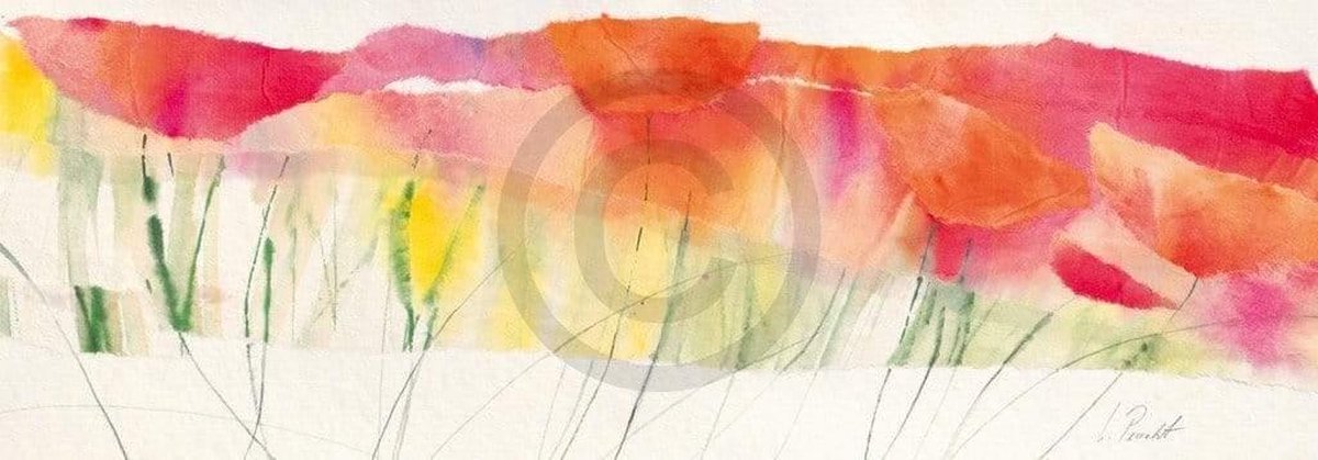 PGM Kunstdruk Marta Peuckert - Poppy ribbon red 100x35cm Divers