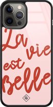 iPhone 12 Pro Max hoesje glass - La vie est belle | Apple iPhone 12 Pro Max  case | Hardcase backcover zwart