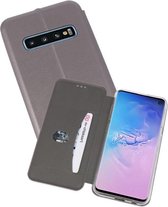 Slim Folio Case - Book Case Telefoonhoesje - Folio Flip Hoesje - Geschikt voor Samsung Galaxy S10 - Grijs