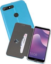 Slim Folio Case - Book Case Telefoonhoesje - Folio Flip Hoesje - Geschikt voor Huawei Y7 / Y7 Prime 2018 - Blauw