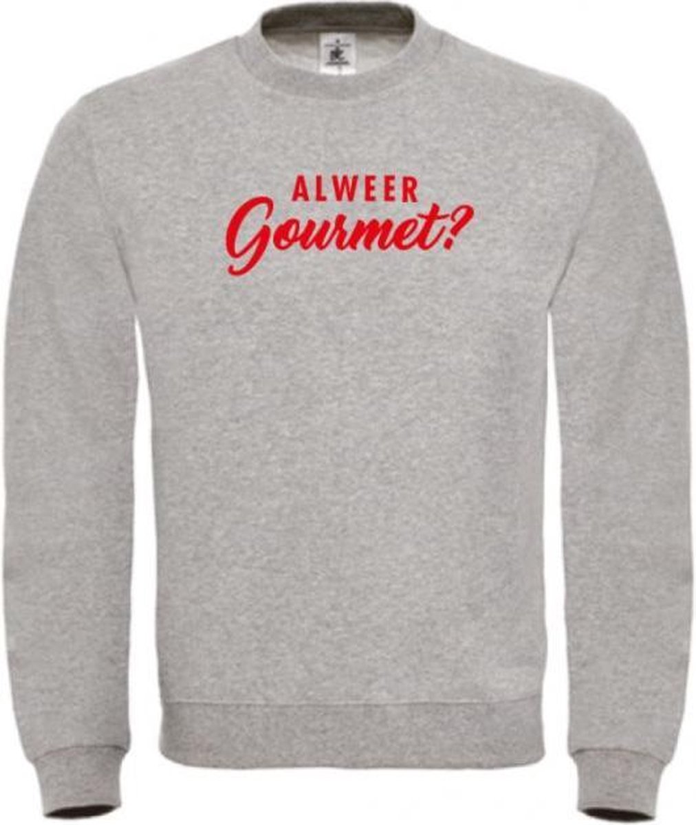 Foute kersttrui grijs L Al weer gourmet? - soBAD. | Kersttrui soBAD. | kerstsweaters volwassenen | kerst hoodie volwassenen | Kerst outfit | Foute kerst truien