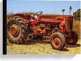 Canvas  - Oude Roestige Tractor Rood - 40x30cm Foto op Canvas Schilderij (Wanddecoratie op Canvas)