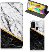 GSM Hoesje Geschikt voor Samsung Galaxy M31 Mobiel Case Marble White Black