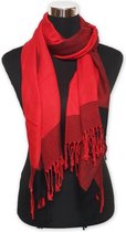 Sjaal dames pashminette - Rood met zwart - Viscose