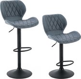 Alora Barkruk Alice grijs - Set van 2 - hoogte 106.5 cm, keukenstoel, keukenstoelen, barstoel, barstoelen, met voetsteun, in hoogte verstelbaar, draaibaar, barkrukken met rugleuning, keukenkr