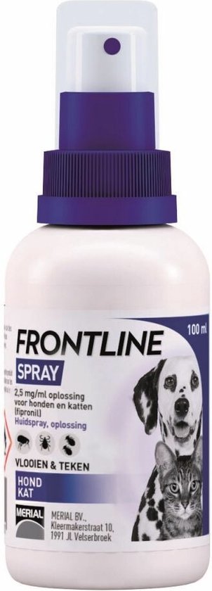 Dekbed voor mij Frank Frontline Spray Anti vlooienmiddel en tekenmiddel - Hond en Kat - 100 ml |  bol.com