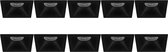Spot Armatuur 10 Pack - Pragmi Pollon Pro - GU10 Fitting - Inbouw Vierkant - Mat Zwart - Aluminium - Verdiept - 82mm - BES LED