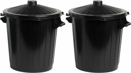 Lot de 2x poubelle / seau poubelle avec couvercle - 80 litres - Noir - 54 x  72 cm -... | bol