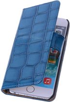 Wicked Narwal | Glans Croco bookstyle / book case/ wallet case Hoes voor iPhone 6 Plus Blauw