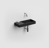 Clou Mini Wash Me fontein zonder kraangat en plug links mat zwart keramiek B45xH6xD19cm