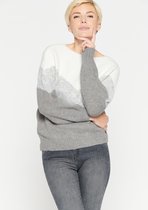 LOLALIZA Color block trui met lurex - Grijs - Maat XL