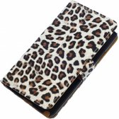 Wicked Narwal | Panter print  bookstyle / book case/ wallet case Hoes voor HTC One M8 Bruin