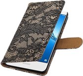 Wicked Narwal | Lace bookstyle / book case/ wallet case Hoes voor Huawei Y7 / Y7 Prime Zwart