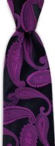 We Love Ties - Stropdas Soft Paisley - geweven zuiver zijde - zwart / paars