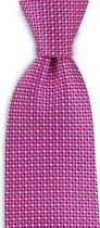 We Love Ties - Stropdas basket weave - geweven zuiver zijde high density - roze / fuchsia / wit