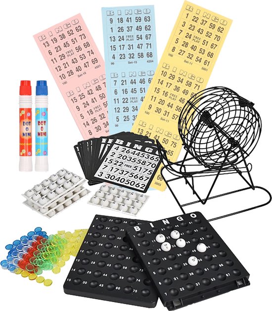 Bingo spel zwart/wit complete set 19 cm nummers 1-75 met molen, 168x  bingokaarten en... | bol.com