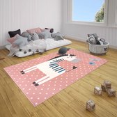 Kindervloerkleed zebra Zibbie - roze 80x150 cm