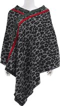 Dielay - Poncho Panterprint - Acryl - 75x75 cm - Grijs