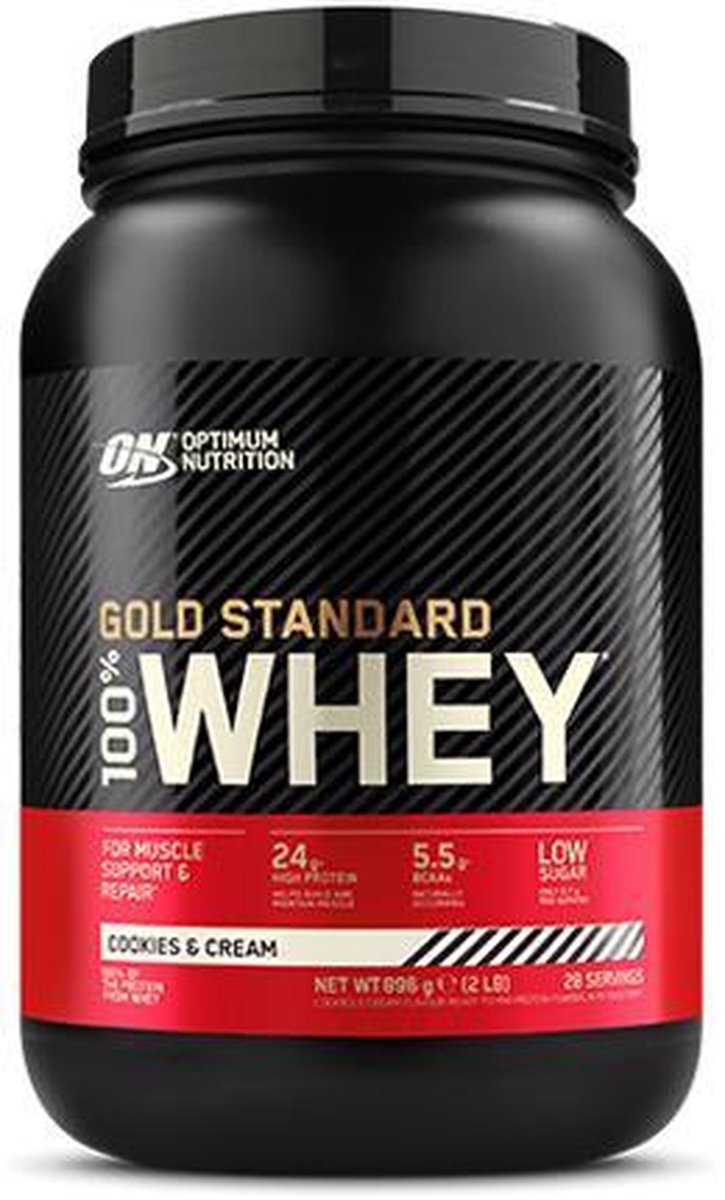 Optimum Nutrition Gold Standard 100% Whey Protein - Cookies & Cream - Proteine Poeder - Eiwitshake - 900 gram (28 servings)