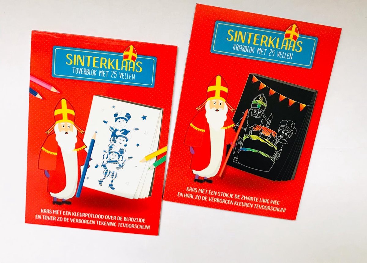 Sinterklaas krasblok - Kleurboek - Toverblok - Sinterklaas Kinder kleurboek - Schoencadeau - 2x