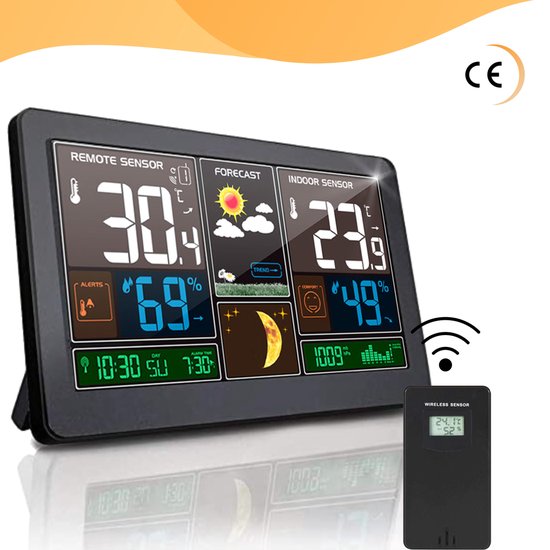 Weerstation Hygrometer Binnen en buiten Draadloos weerstation