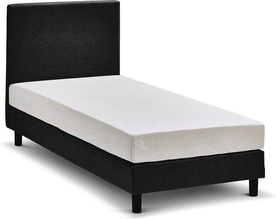 Beter Bed Ambra Complete Boxspring met Silver Pocket Deluxe Foam matras en verstelbaar hoofdbord - 90 x 200 cm - Zwart