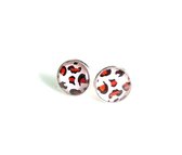 2 Love it Dierenprint B - Oorbellen - Stekers - Metaal - Rood - Roze - Zwart - Zilverkleurig