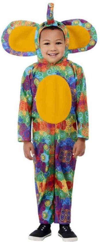 Smiffys - Toddler Colourful Elephant Kinder Kostuum - Kids tm 2 jaar - Multicolours