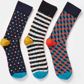 WE Fashion Heren sokken met grafisch dessin, 3 pack