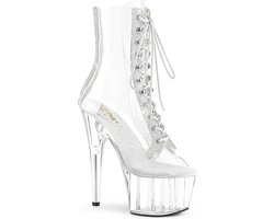 Pleaser - ADORE-1021C-2 Plateau Laarzen, Paaldans schoenen - Paaldans schoenen - 38 Shoes - Transparant