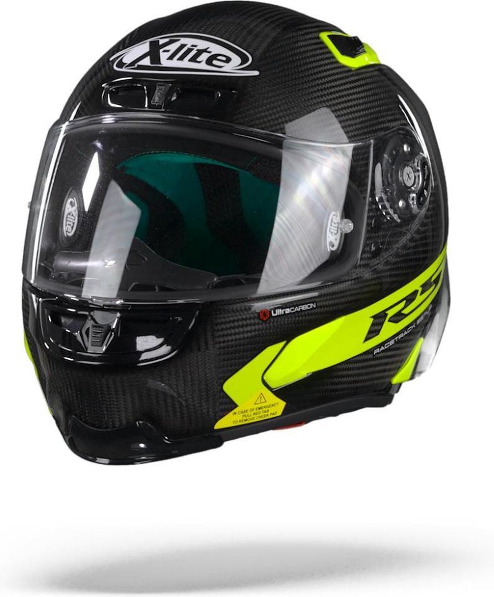 X-Lite X-803 RS Ultra Carbon Hot Lap 16 Carbon Black Yellow Full Face Helmet M