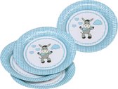Tib Feestborden Ezel 23 Cm Karton Blauw/wit 8 Stuks