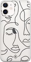 iPhone 12 mini transparant hoesje - Abstract faces | Apple iPhone 12 Mini case | TPU backcover transparant