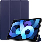 Hoes Geschikt voor iPad Air 2020 Hoes Book Case Hoesje Trifold Cover - Hoesje Geschikt voor iPad Air 4 2020 Hoesje Bookcase - Donkerblauw